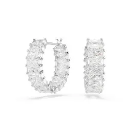 Swarovski® 'Matrix' Femmes Métall Créoles - Argent 5733397