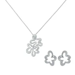 Orphelia® 'Malenia' Women's Sterling Silver Set: Chain-Pendant + Earrings - Silver SET-7077