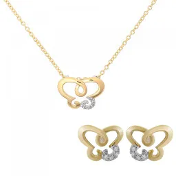 Orphelia® 'Joya' Damen Sterling Silber Set: Halskette-Anhanger + Ohrringe - Silber/Gold SET-7088/1