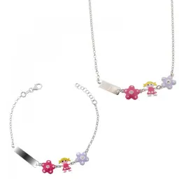 Orphelia® 'Dahlia' Enfant Argent Set: Bracelet + Necklace - Argent SET-7147