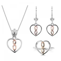 Orphelia® 'Delilah' Femmes Argent Set: Necklace + Earrings + Ring - Argent/Rose SET-7475