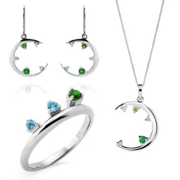Orphelia® 'Eline' Dames Zilver 925 925 Set: Ketting + Oorbellen + Ring - Zilverkleurig SET-7497