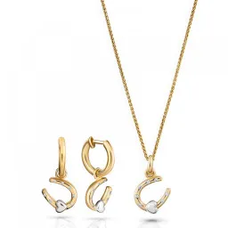 Orphelia® 'Aurora' Dames Zilver 925 925 Set: Ketting-Hanger + Oorbellen - Zilver/Goud SET-7525/G