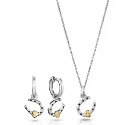 Orphelia® 'Aurora' Dames Zilver 925 925 Set: Ketting-Hanger + Oorbellen - Zilver/Goud SET-7525