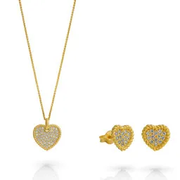 Orphelia® 'Elite' Damen Sterling Silber Set: Necklace + Earrings - Gold SET-7566/G