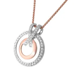Orphelia® 'Azalea' Women's Sterling Silver Chain with Pendant - Silver/Rose ZH-7095/1