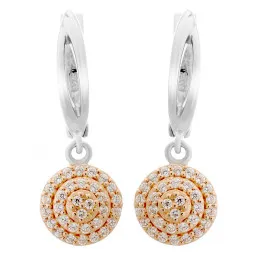 Orphelia® 'Leanna' Women's Sterling Silver Drop Earrings - Silver/Rose ZO-7120