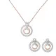 Orphelia® 'Azalea' Damen Sterling Silber Set: Halskette-Anhanger + Ohrringe - Silber/Rosa SET-7095/1