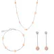 Orphelia® 'Aurelie' Women's Sterling Silver Set: Chain + Bracelet + Earrings - Silver/Rose SET-7385