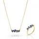 Orphelia® 'Novel' Women's Sterling Silver Set: Necklace + Ring - Gold SET-7534