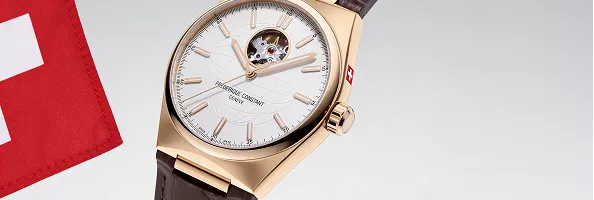 Swiss made luxury watch with white dial